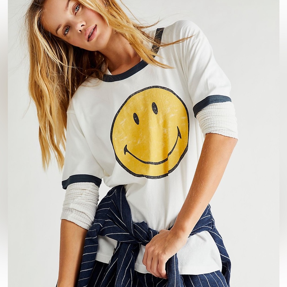 Free People Classic Smiley Ringer Tee